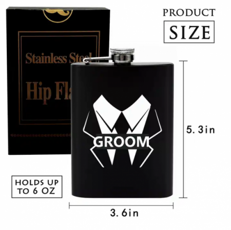 7Pcs 6OZ Stainless Steel Hip Flask Set Customized Grooms men