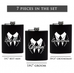 7PCs 6 OZ stainless steel hip flask set customized groomsmen