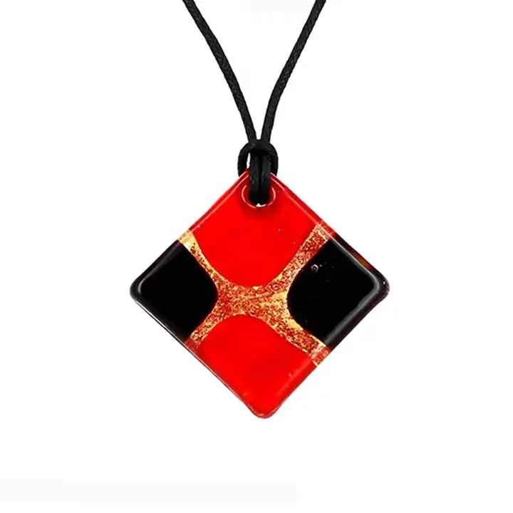 Handmade Mosaic Rhombus Lampwork Murano Glass Bead Pendant